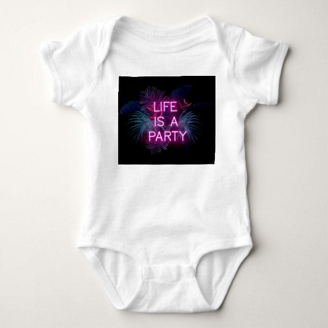 Tropiska party, neon handflatan löv. t shirt (Framsida)
