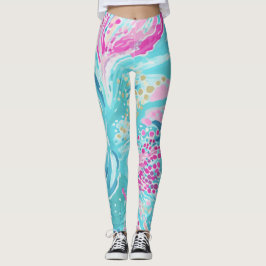 Tropiska Pastel Caribbean Coral Reef Sommar Leggings