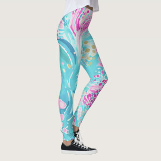 Tropiska Pastel Caribbean Coral Reef Sommar Leggings