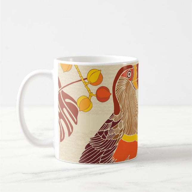 Tropiska pekskärmar: Exotisk, sömlös design Kaffemugg (Vänster)