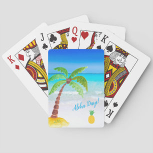 Tropiska persikor med Handflatan Träd Aloha-uppspe Casinokort