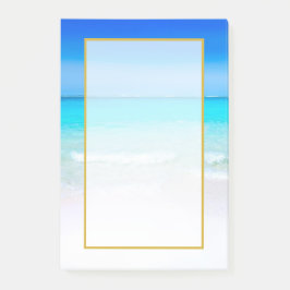 Tropiska persikor med turkos hav post-it block