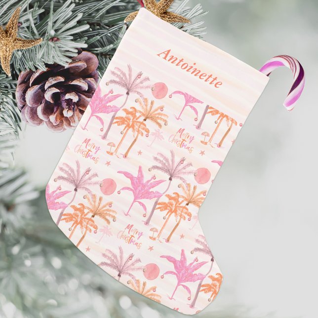 Tropiska Personligen Handflatan Träd God jul Liten Julstrumpa (Skapare uppladdad)