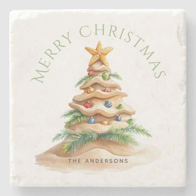 Tropiska Personligen Julgran Stenunderlägg (Framsidan)