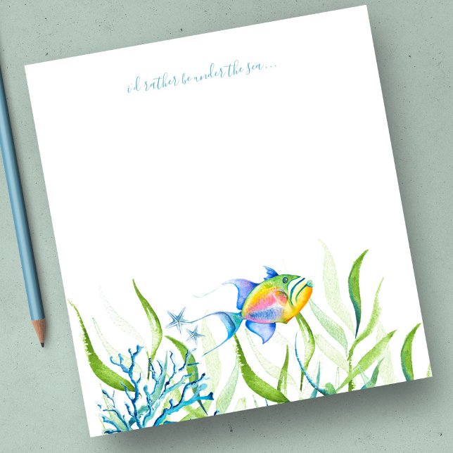 Tropiska Personliger för vattenfärg Anteckningsblock (Notepad Watercolor Tropical Fish Personalized Stationery )