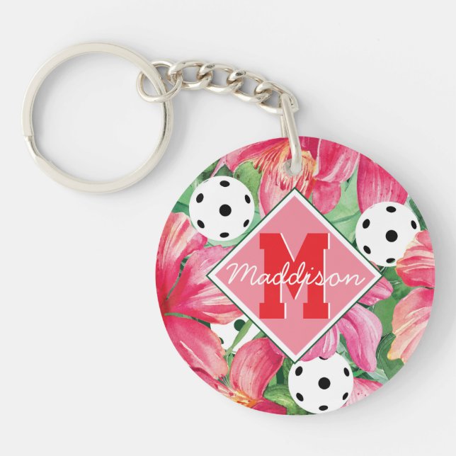 🌺 Tropiska pickleball med hibiscus, med namn (Framsidan)