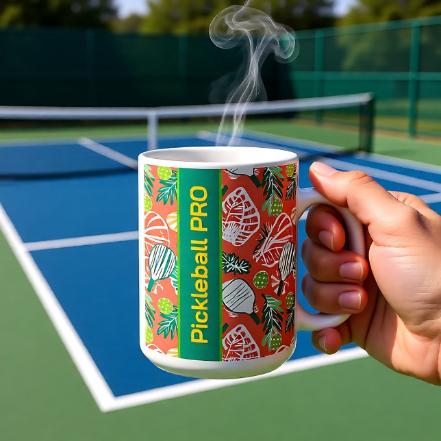 Tropiska Pickleball Paradiset Anpassningsbara Stru Kaffemugg (Tropical Pickleball Paradise Custom Socks Coffee Mug)