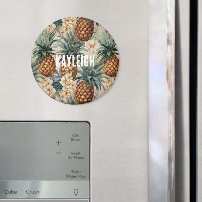 Tropiska Pineapple Blommig Magnet (In Situ (Fridge))