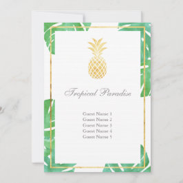 Tropiska Pineapple Guld Platskort - Vertikal Inbjudningar