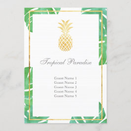 Tropiska Pineapple Guld Platskort - Vertikala Inbjudningar
