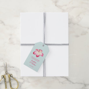 Tropiska plumeria Rosa Wedding Favor-Märkre Presentetikett