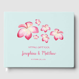Tropiska Plumeria Watercolor Bröllop Gästböcker