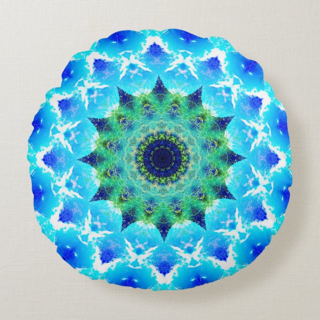 Tropiska Pulsar Star Mandala Rund Kudde (Framsidan)