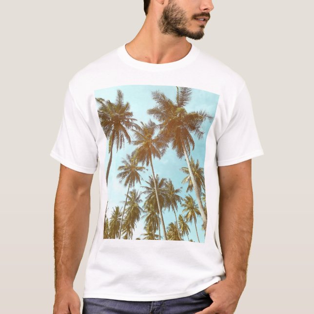 Tropiska Ram: Abstrakt Handflatan Träd T Shirt (Framsida)