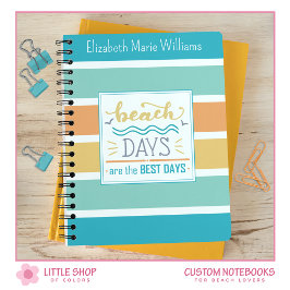 Tropiska Randiga Stranddagar med Monogram Anteckningsbok