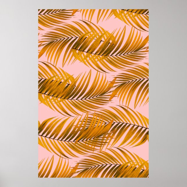 Tropiska realistiska Löv Mönster Trendig Mode C Poster (Framsidan)