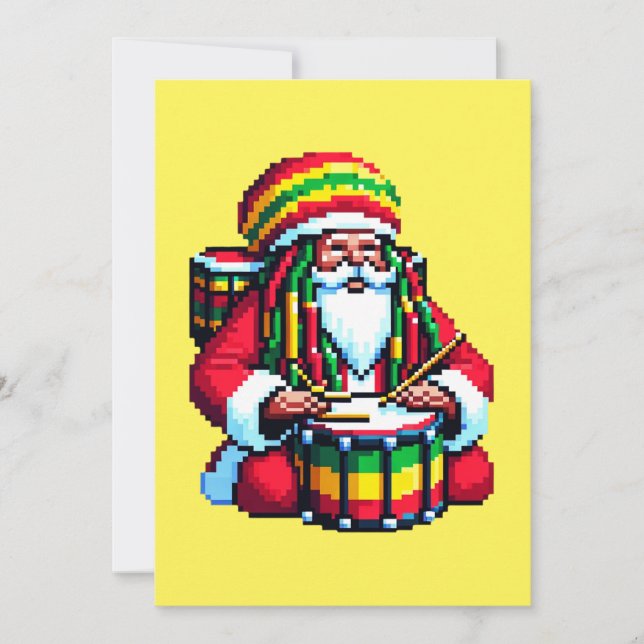 Tropiska Reggae Santa - jultidskonst Julkort (Framsida)
