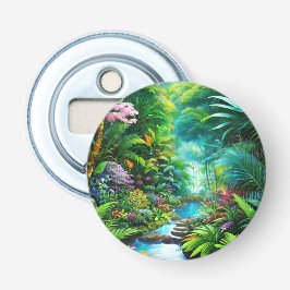 Tropiska regnskogar med träd och blommor flasköppnare