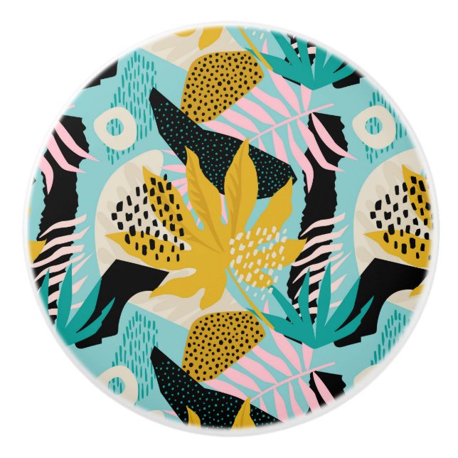 Tropiska regnskogen Löv Mönster Knopp (Framsidan)