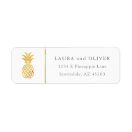 Tropiska Returetiketter för ananas Guld Returadress Etikett