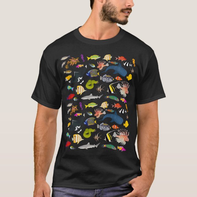 Tropiska revfiskar (mörkt) t shirt (Framsida)