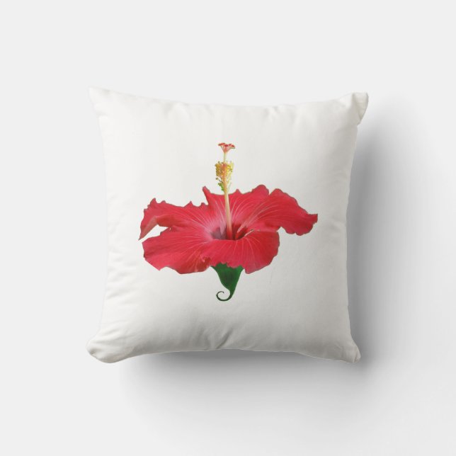 Tropiska röda Hibiscus Flower Kudde (Framsida)