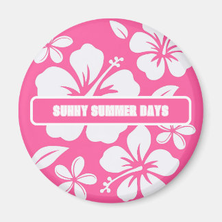 Tropiska Rosa Beach Flowers Magnet