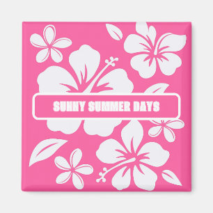 Tropiska Rosa Beach Flowers Magnet