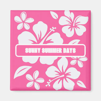 Tropiska Rosa Beach Flowers Magnet