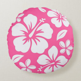 Tropiska Rosa Beach Flowers Rund Kudde