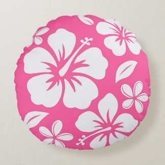 Tropiska Rosa Beach Flowers Rund Kudde