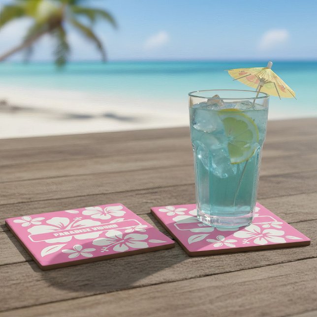 Tropiska Rosa Beach Flowers Stenunderlägg (Tropical Pink Beach Coasters)