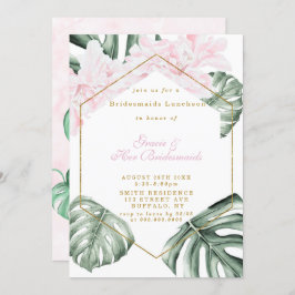Tropiska Rosa Blommigt Bridesmaids Luncheon Inbjud