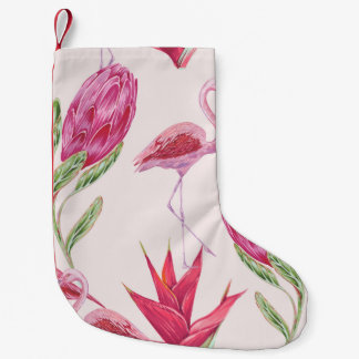 Tropiska rosa blommor, protea, paradisfågel fl liten julstrumpa