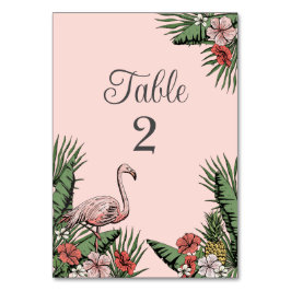 Tropiska Rosa Flamingo Luau Bordnummerkort Bordsnummer