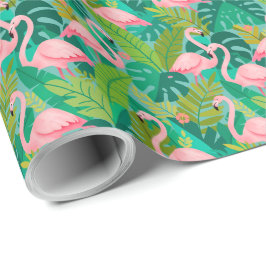 Tropiska rosa flamingos djungelbladverk presentpapper