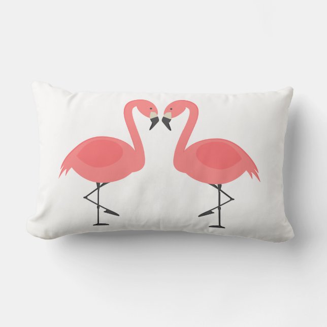 Tropiska Rosa Flamingos Kärlek - Bröllopsstrand Lu Lumbarkudde (Framsida)
