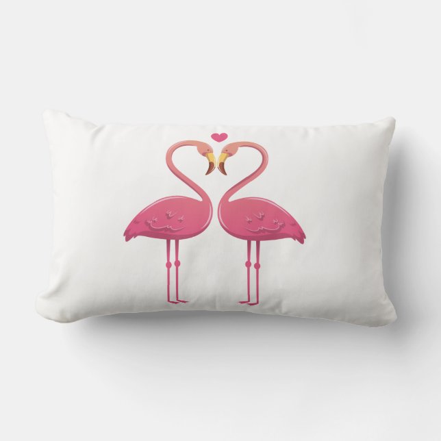 Tropiska Rosa Flamingos Kärlek - Bröllopsstrand Lu Lumbarkudde (Framsida)