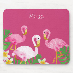 Tropiska rosa Flamingos på rosor Musmatta