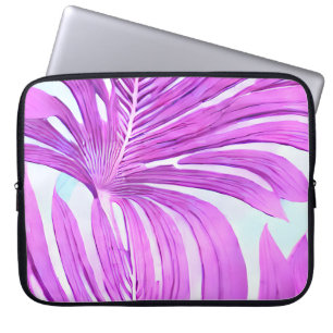Tropiska Rosa Handflatan Träd Löv Mönster Laptop Fodral