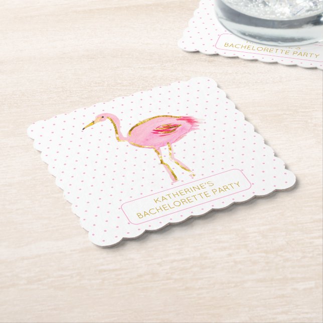 Tropiska rosa och gyllene flamingos underlägg papper (Vinklad)
