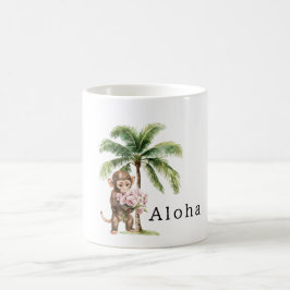 Tropiska rosa orkidéblommor apa aloha kaffemugg