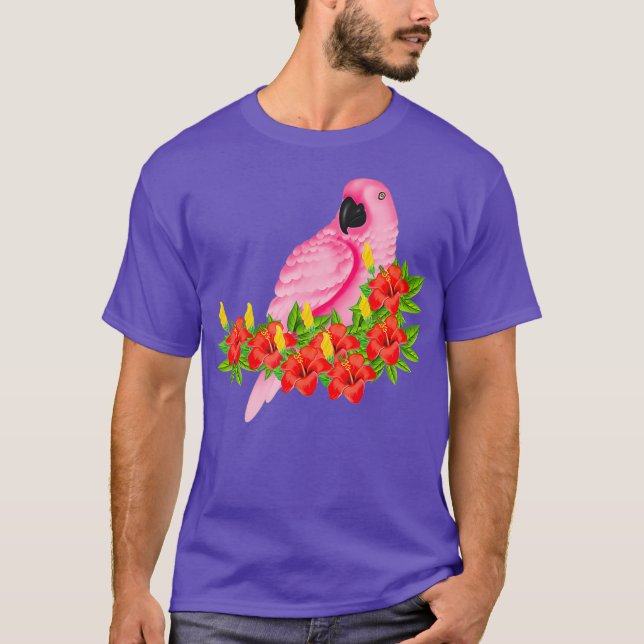 Tropiska Rosa Parrot-Blommigten T Shirt (Framsida)