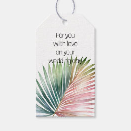 Tropiska Rosan Grönt Löv Bröllop Presentetikett