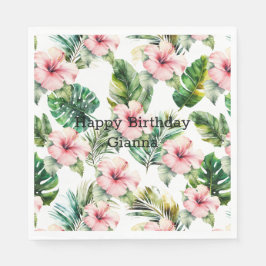 Tropiska Rosan Hibiscus Flowers Pappersservett