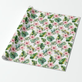 Tropiska Rosan Hibiscus Flowers Presentpapper