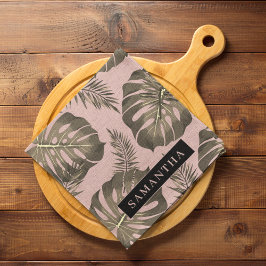 Tropiska Rosan och Guld Handflatan Löven Mönster & Kökshandduk