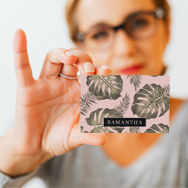 Tropiska Rosan och Guld Handflatan Löven Mönster & Visitkort