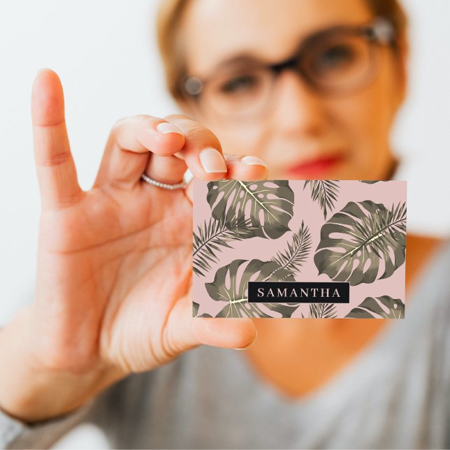 Tropiska Rosan och Guld Handflatan Löven Mönster & Visitkort (Skapare uppladdad)
