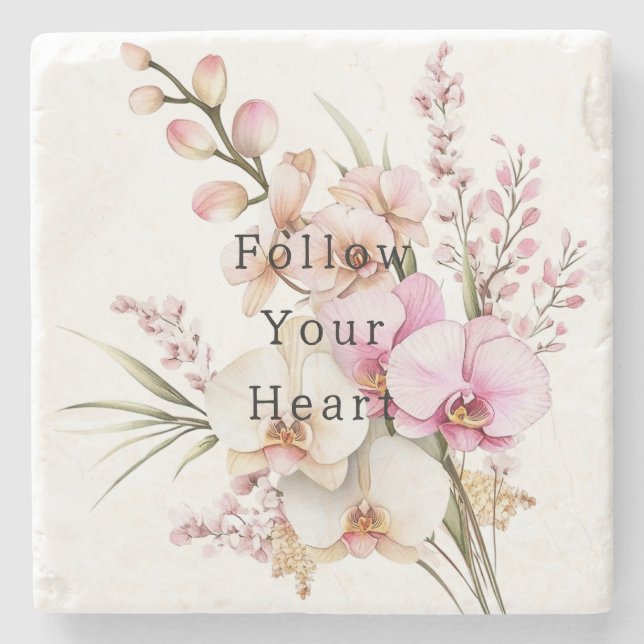 Tropiska Rosan White Orchid Flowers Stenunderlägg (Framsidan)